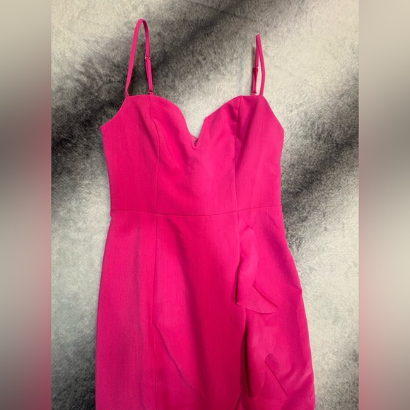 Do + Be Fuchsia Pink Sleeveless Side Ruffle Sweetheart Frill Midi Dress Small S - Picture 6 of 8